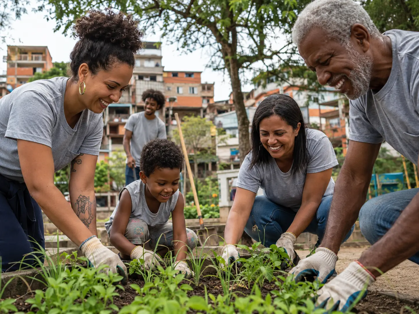 Pessoas participam de uma iniciativa relacionada a inovação & sustentabilidade